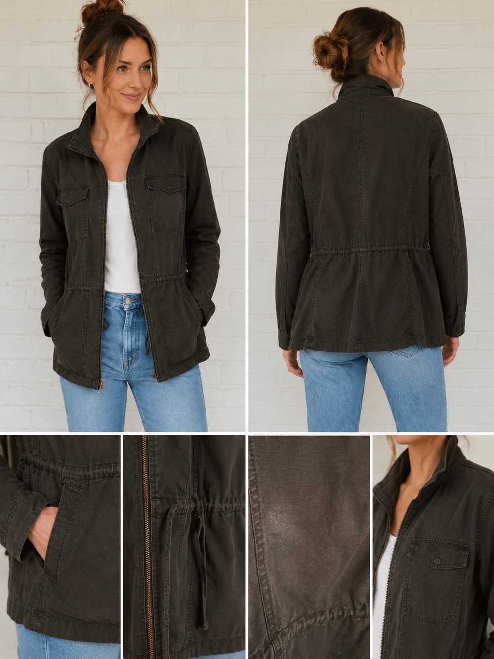 GAP Women's Utility Zip & Drawstring Jacket - Deep Green Size Large